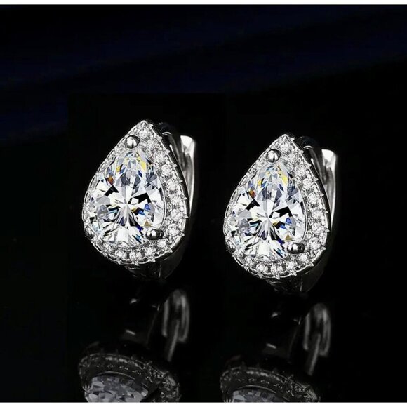 Sterling Silver Pear Drop Earrings - Picture 2 of 5